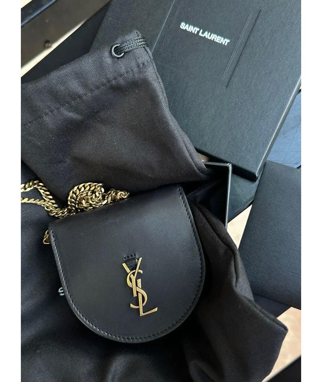 SAINT LAURENT Черная кожаная сумка через плечо, фото 2