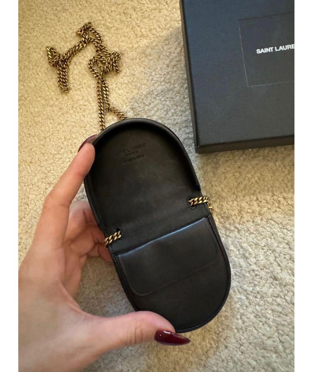 SAINT LAURENT Черная кожаная сумка через плечо, фото 5