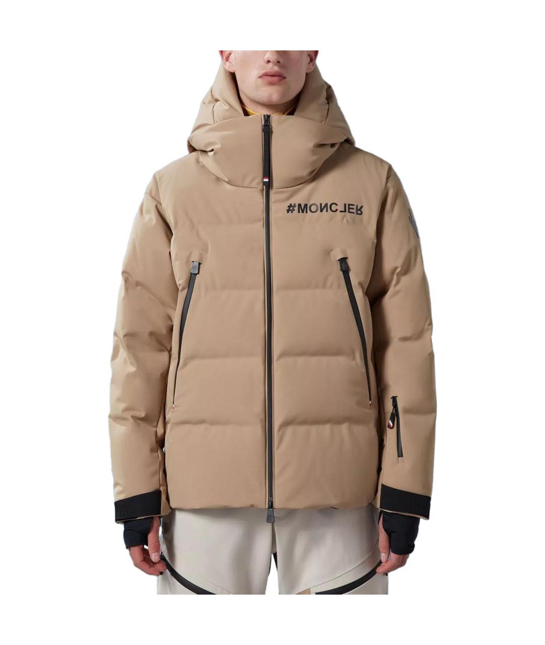 MONCLER Бежевая полиамидовая куртка, фото 3