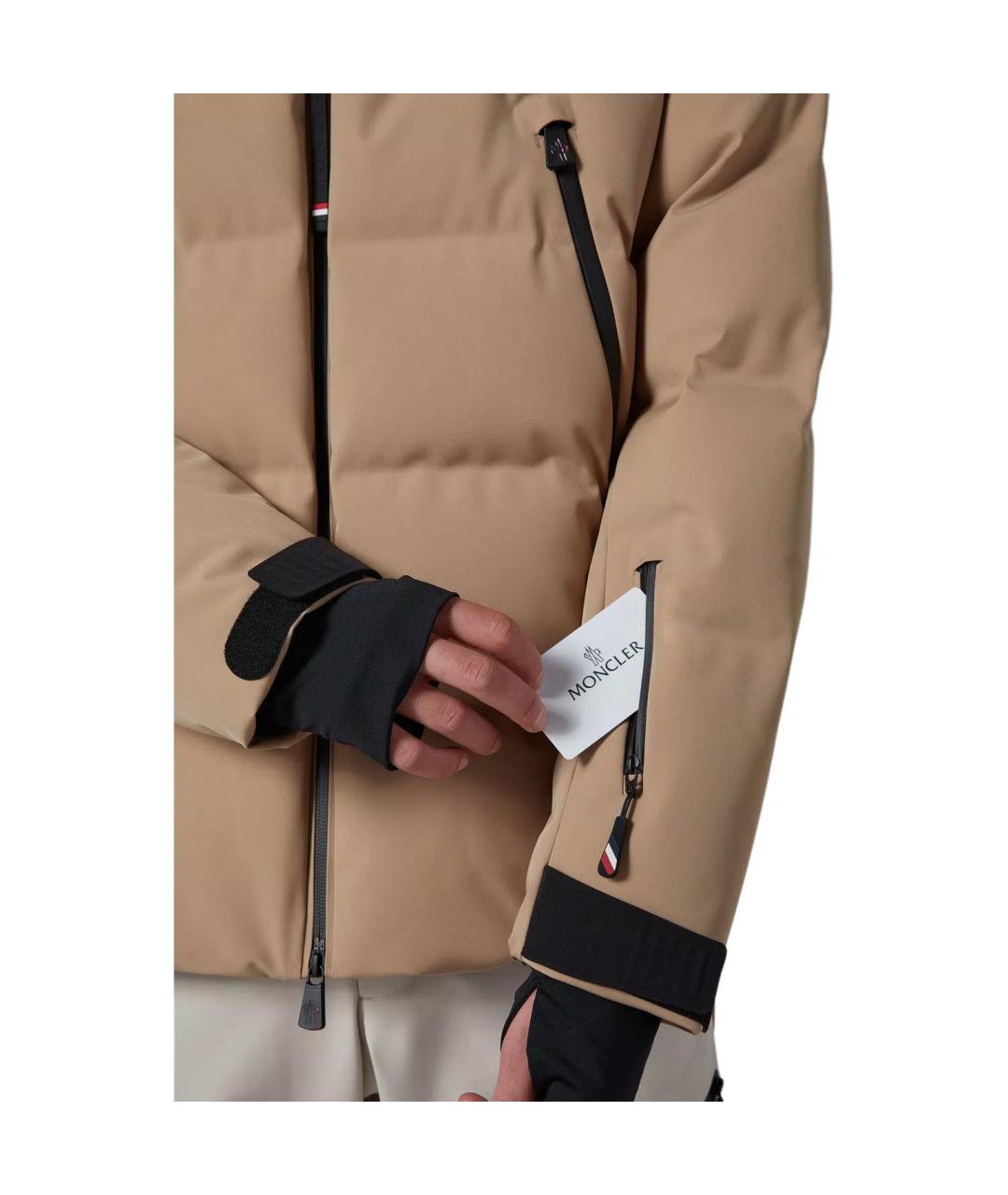 MONCLER Бежевая полиамидовая куртка, фото 5