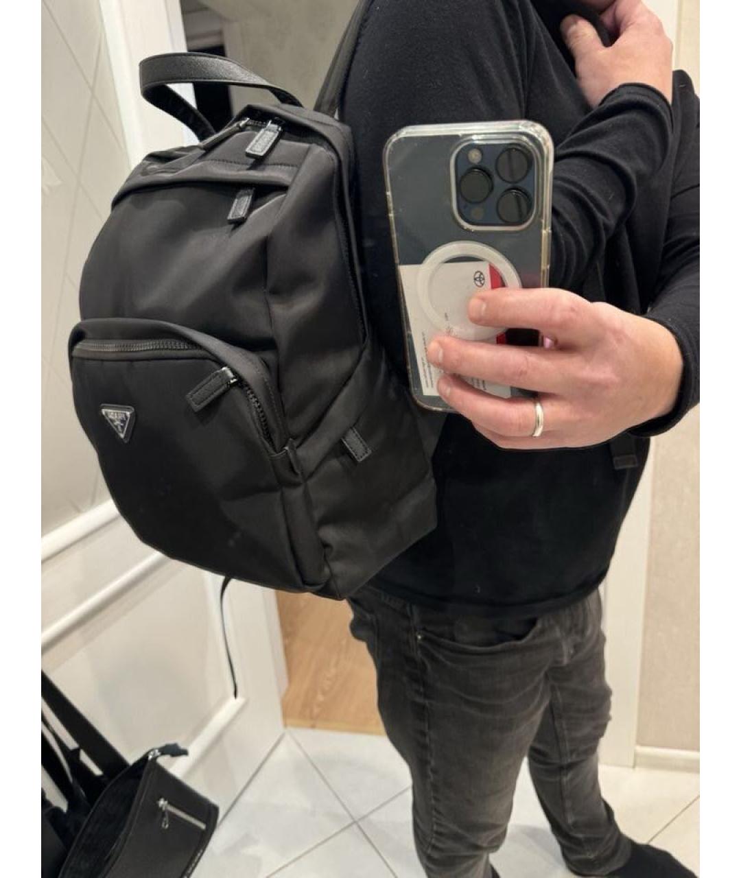 PRADA Черный синтетический рюкзак, фото 3