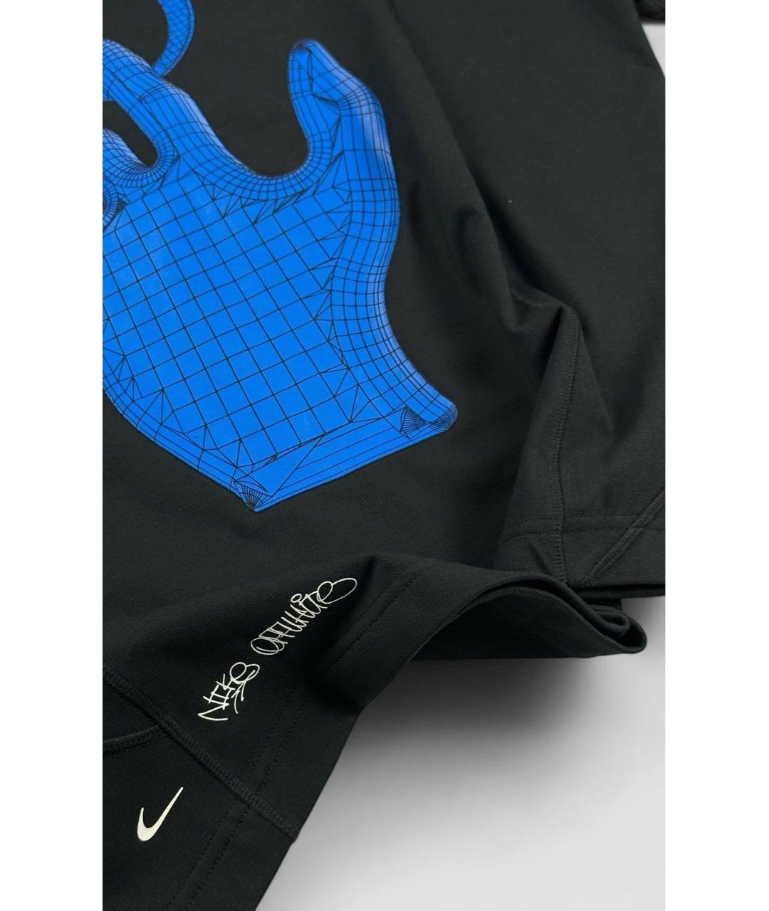 NIKE X OFF-WHITE Черная хлопко-полиэстеровая футболка, фото 4