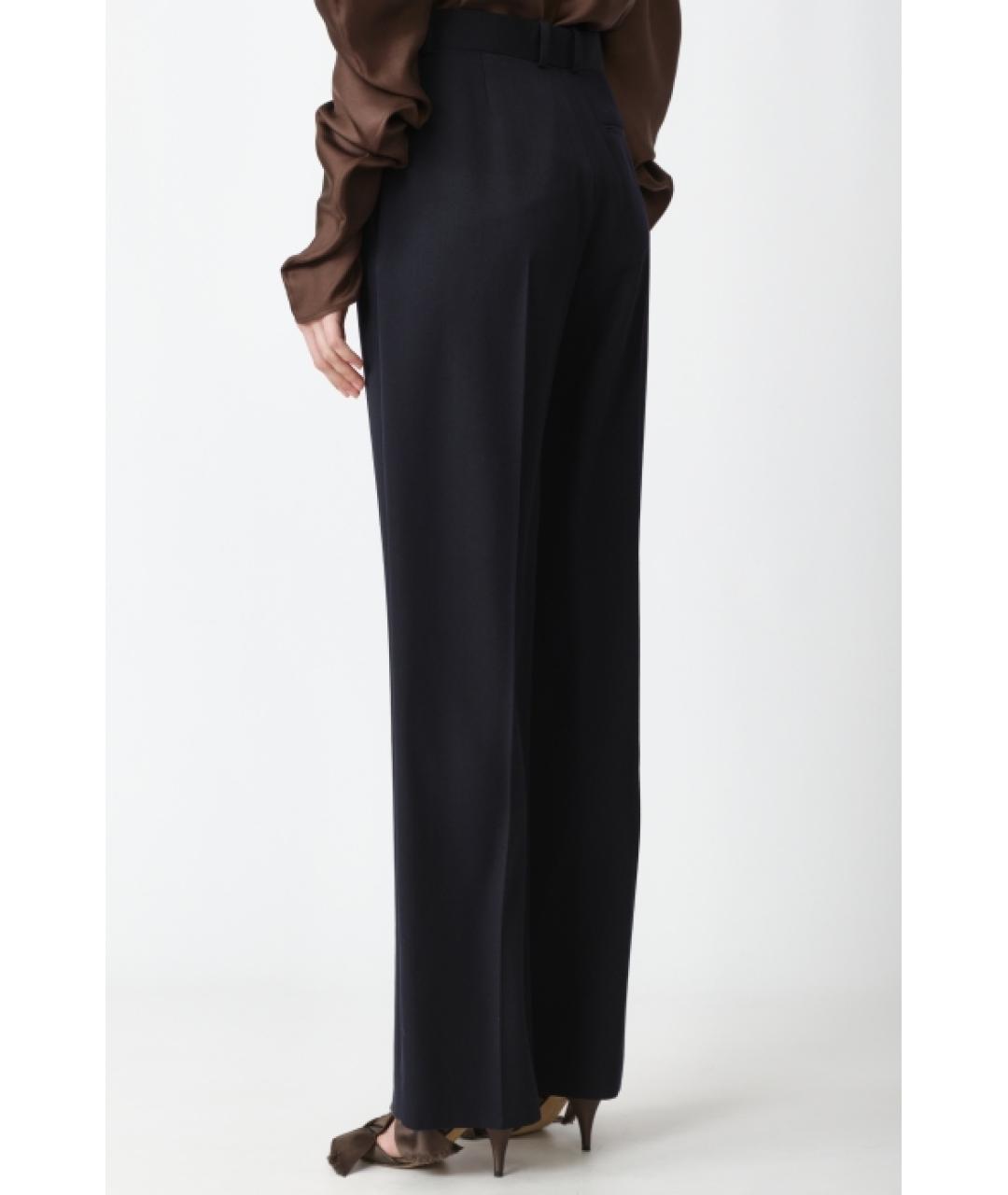 THE ROW Темно-синие шерстяные прямые брюки, фото 2