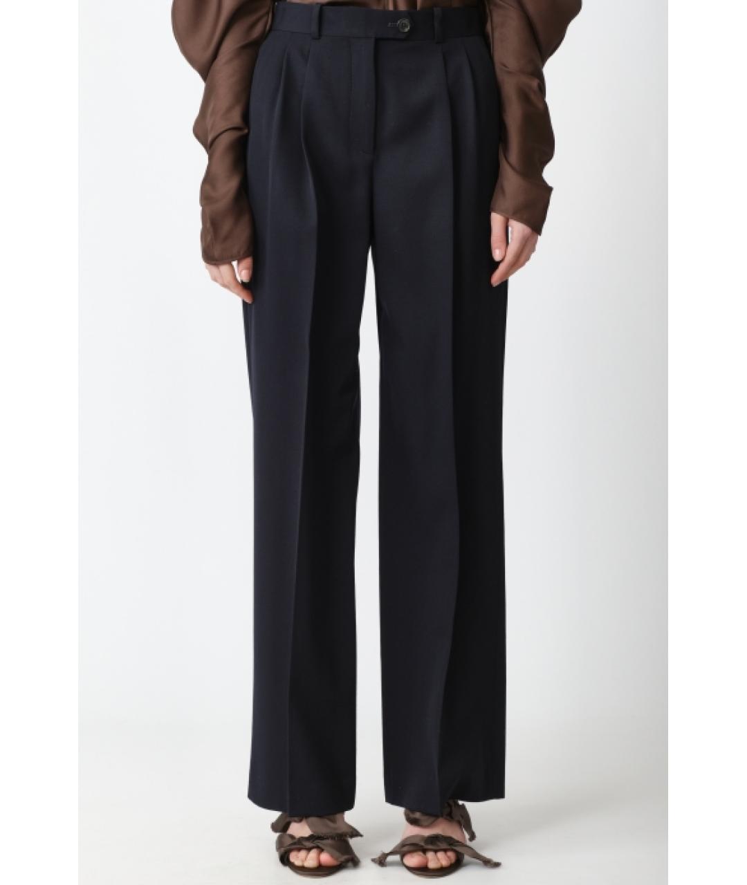 THE ROW Темно-синие шерстяные прямые брюки, фото 3