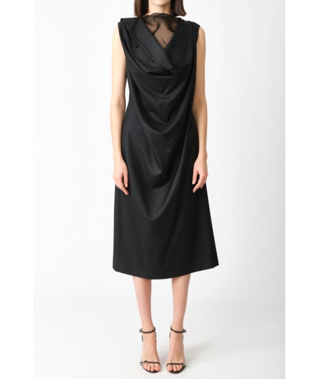 THE ROW Черное шерстяное повседневное платье, фото 3