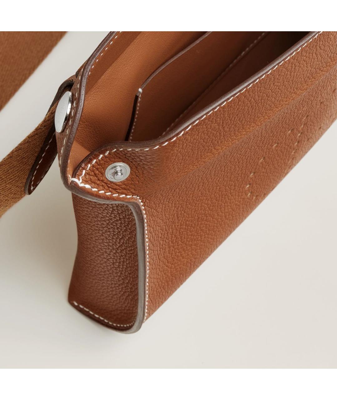 HERMES Коричневая кожаная сумка через плечо, фото 5