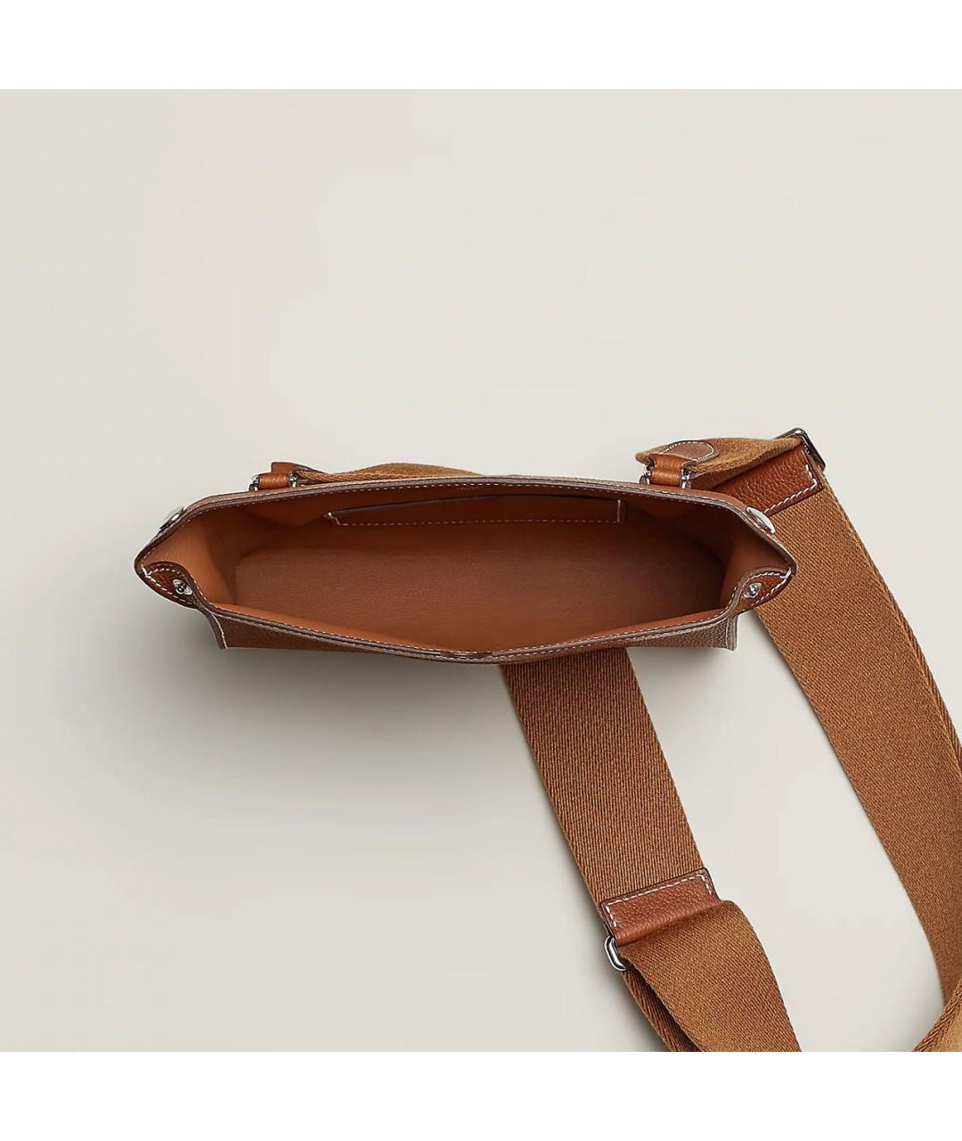 HERMES Коричневая кожаная сумка через плечо, фото 4