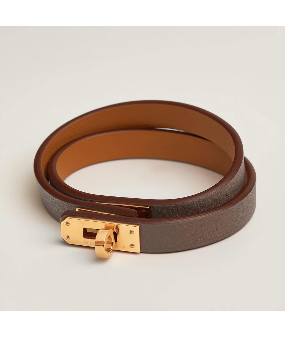 HERMES Коричневый кожаный браслет, фото 3