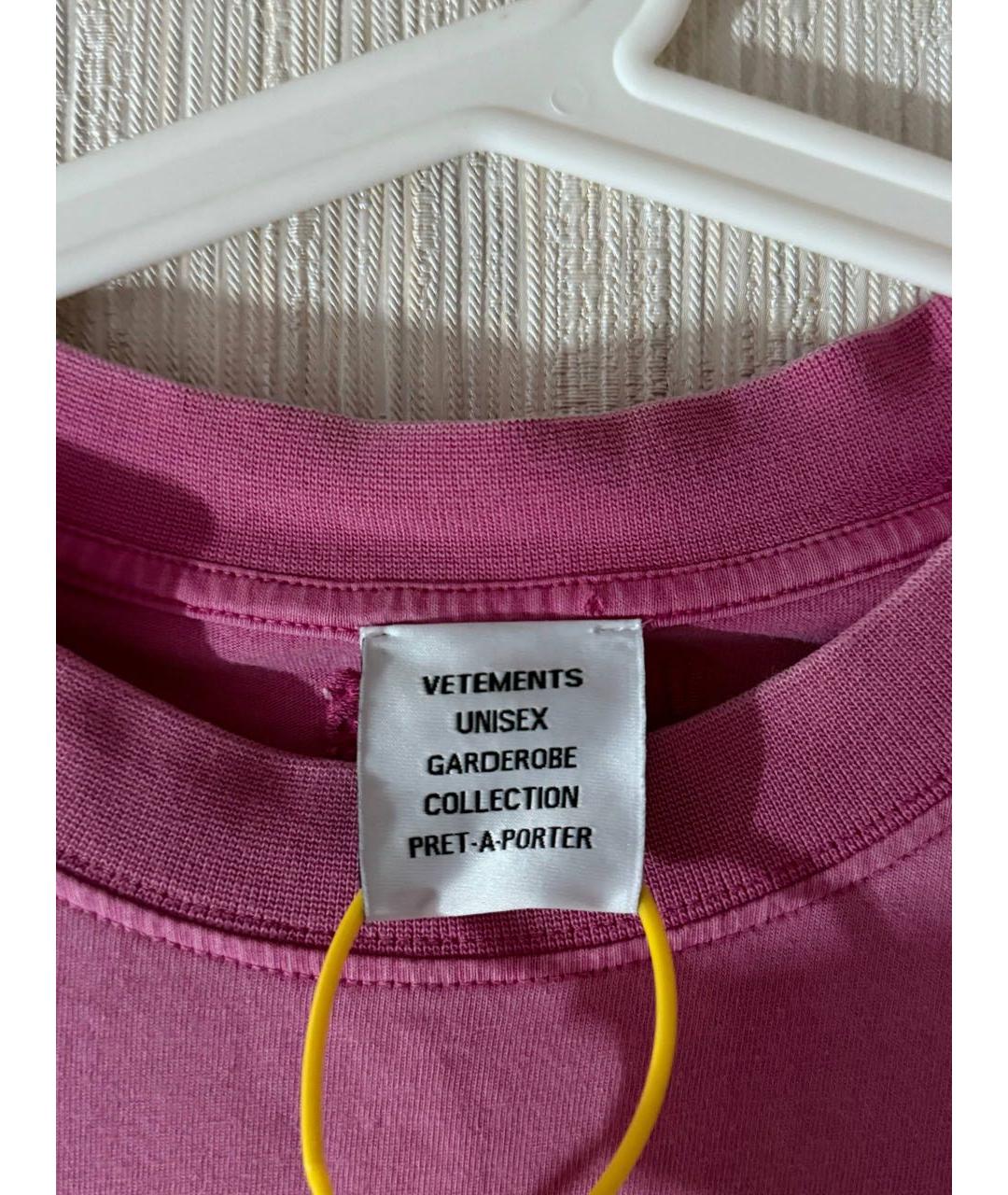 VETEMENTS Розовая хлопковая футболка, фото 3