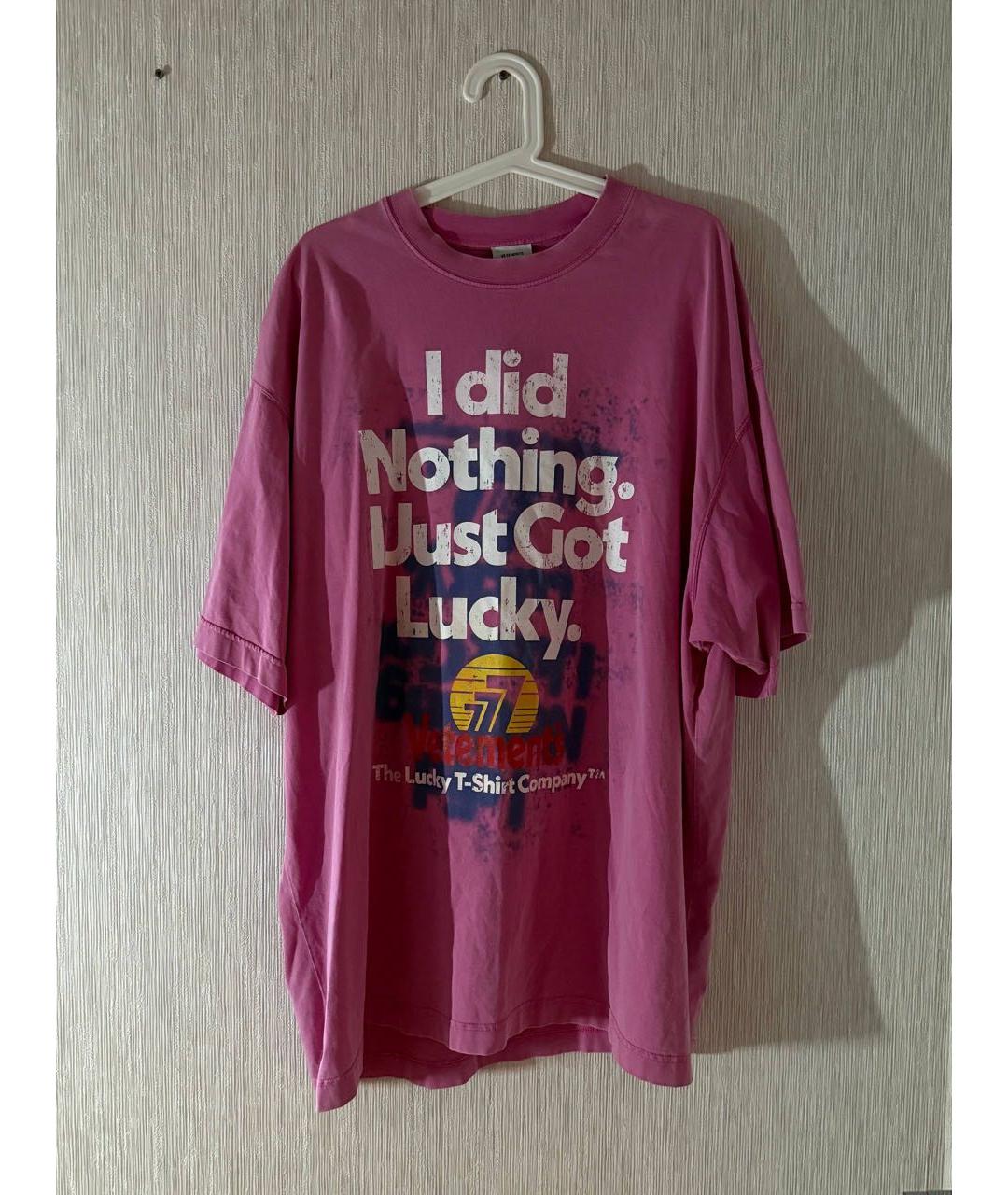 VETEMENTS Розовая хлопковая футболка, фото 9