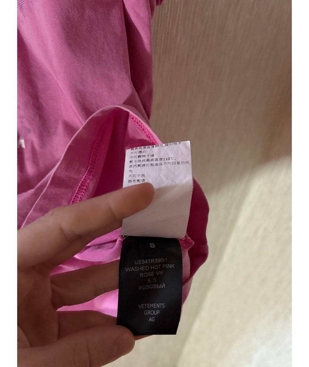 VETEMENTS Розовая хлопковая футболка, фото 7