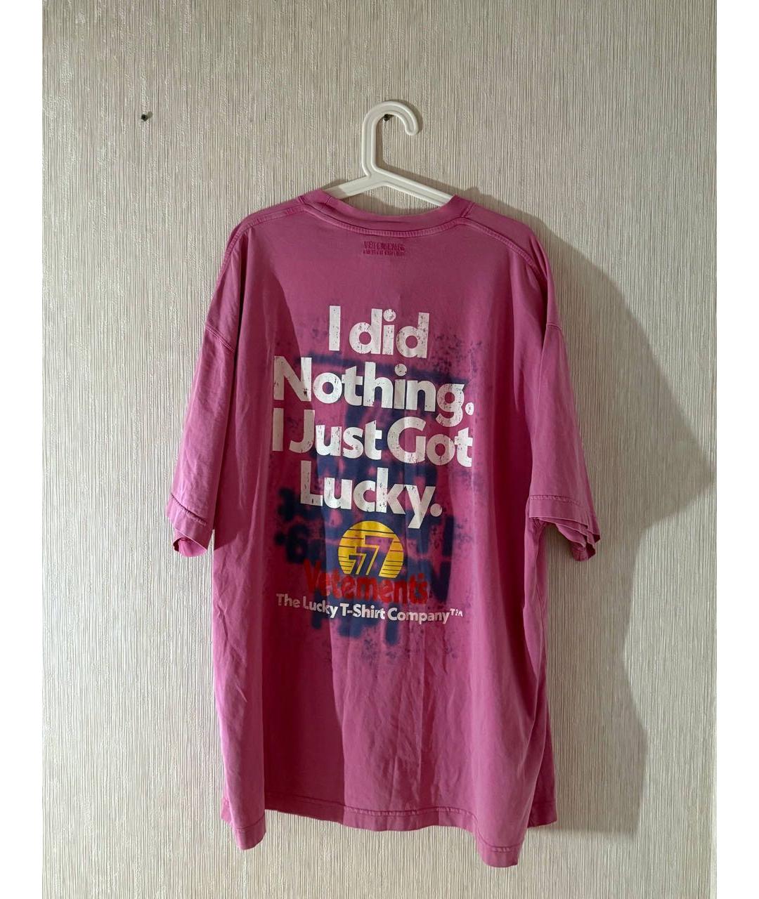 VETEMENTS Розовая хлопковая футболка, фото 2