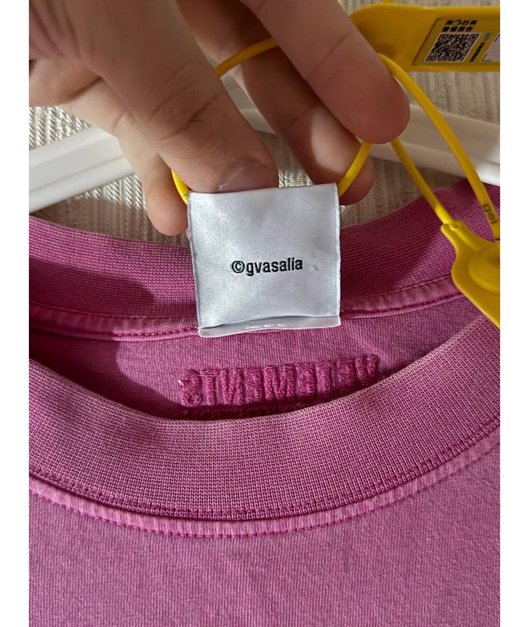 VETEMENTS Розовая хлопковая футболка, фото 6