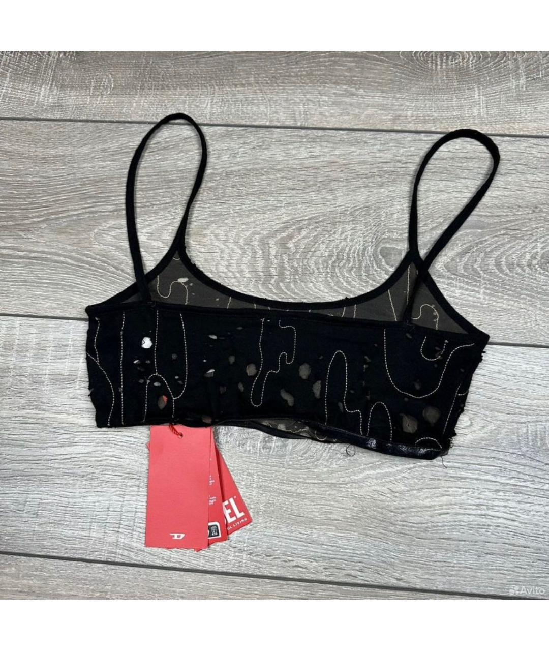 DIESEL Черная полиэстеровая майка, фото 2