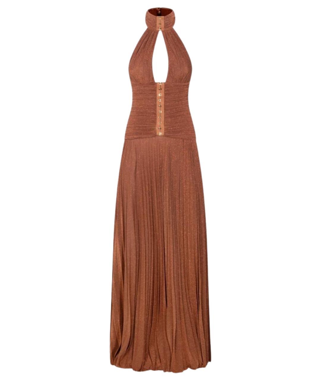 ELISABETTA FRANCHI Коричневое вискозное платье, фото 1