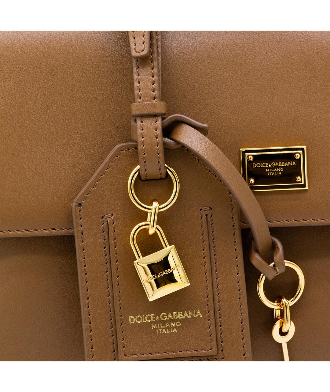 DOLCE&GABBANA Коричневая кожаная сумка через плечо, фото 4