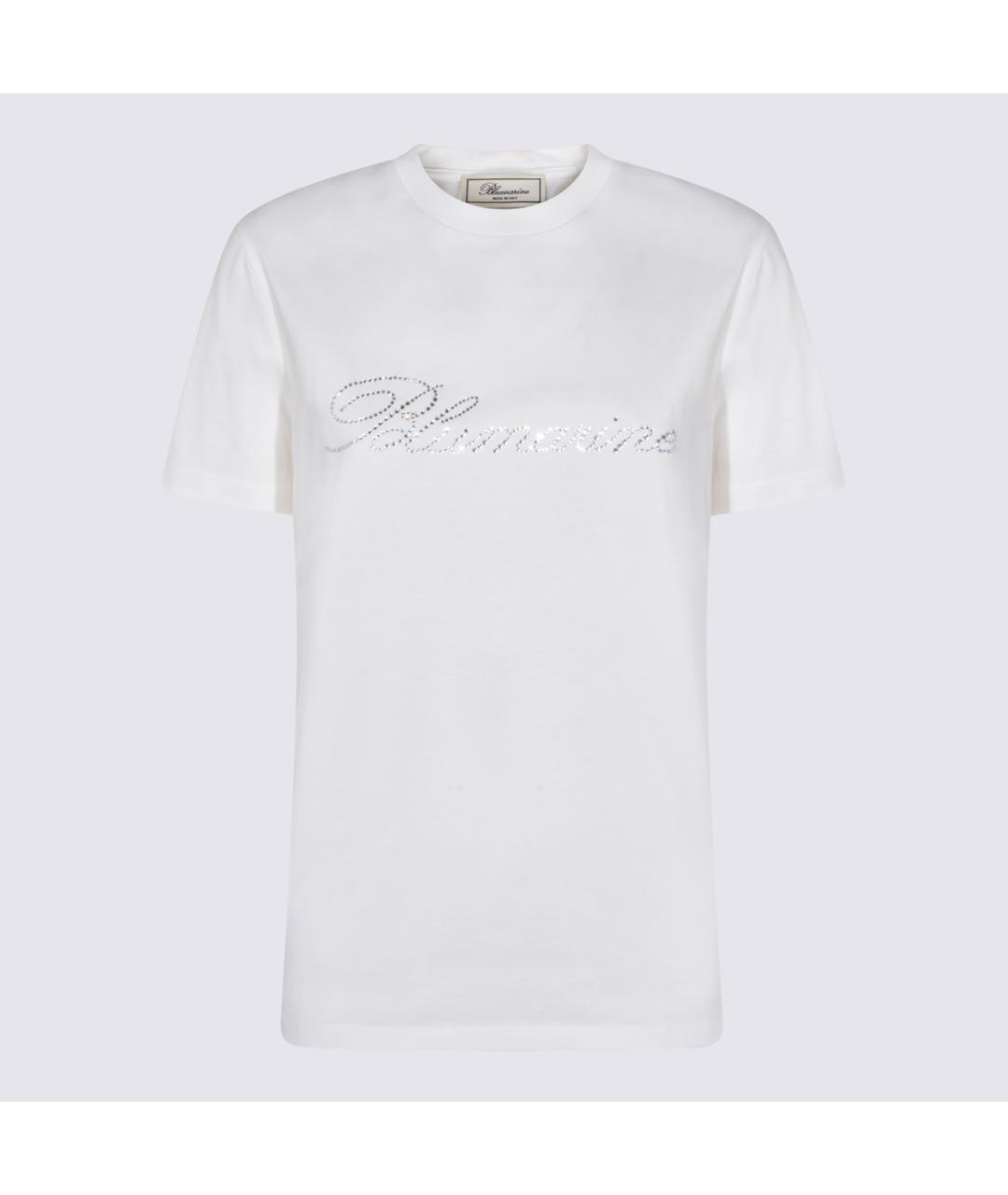 BLUMARINE Белая хлопковая футболка, фото 4