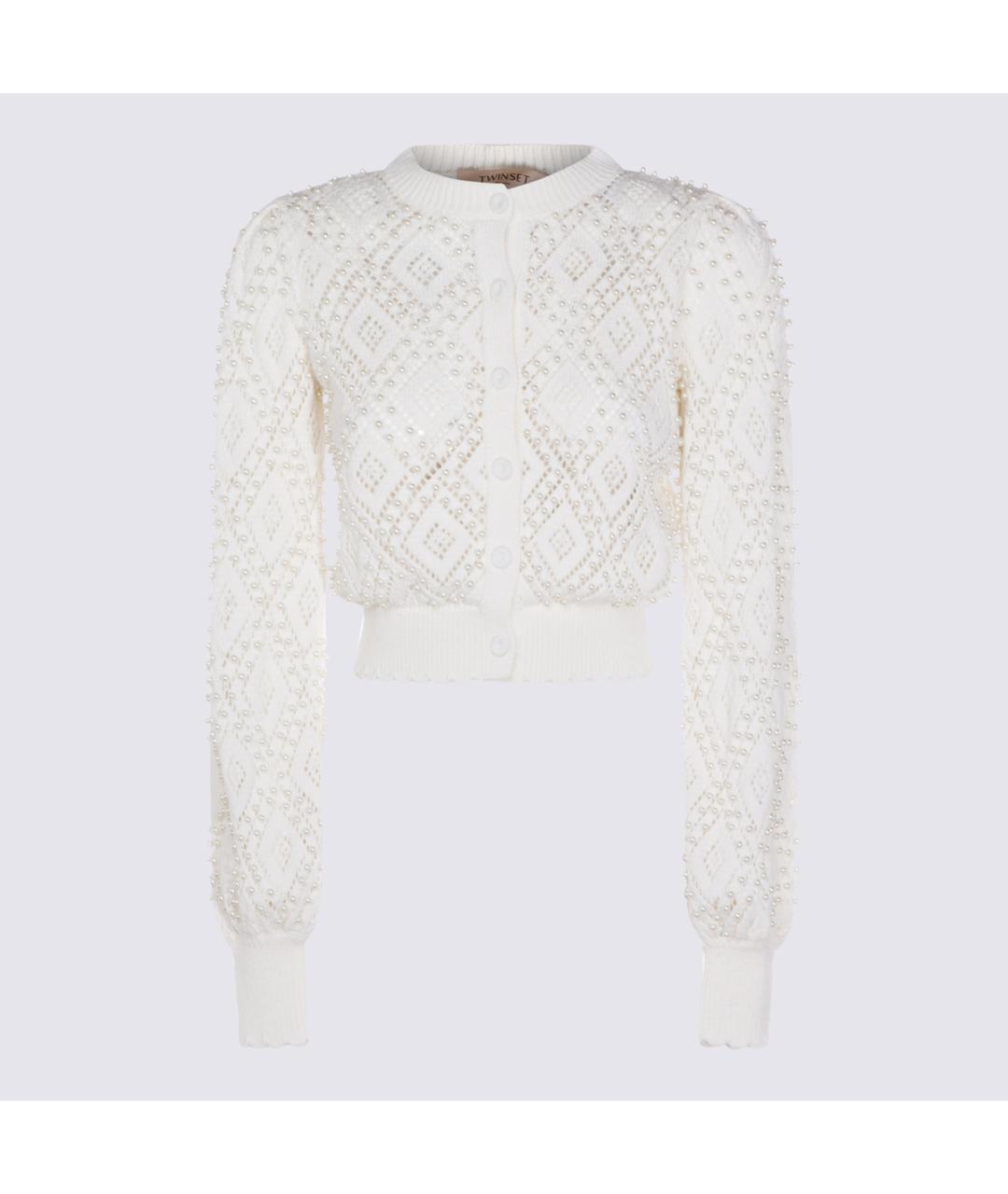 TWIN-SET Белый хлопковый джемпер / свитер, фото 5