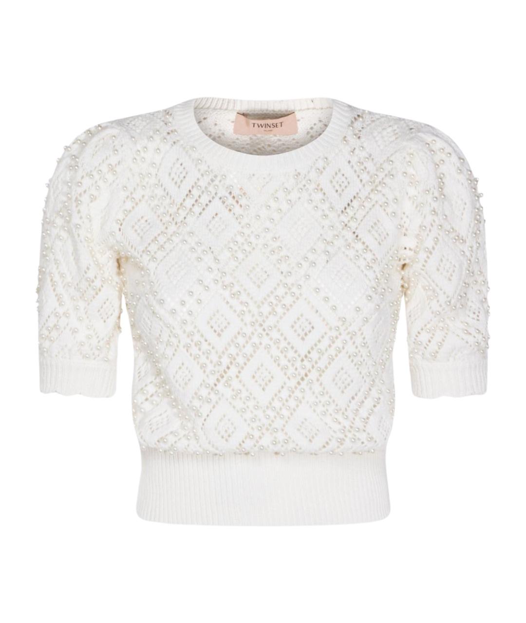 TWIN-SET Белый хлопковый джемпер / свитер, фото 1