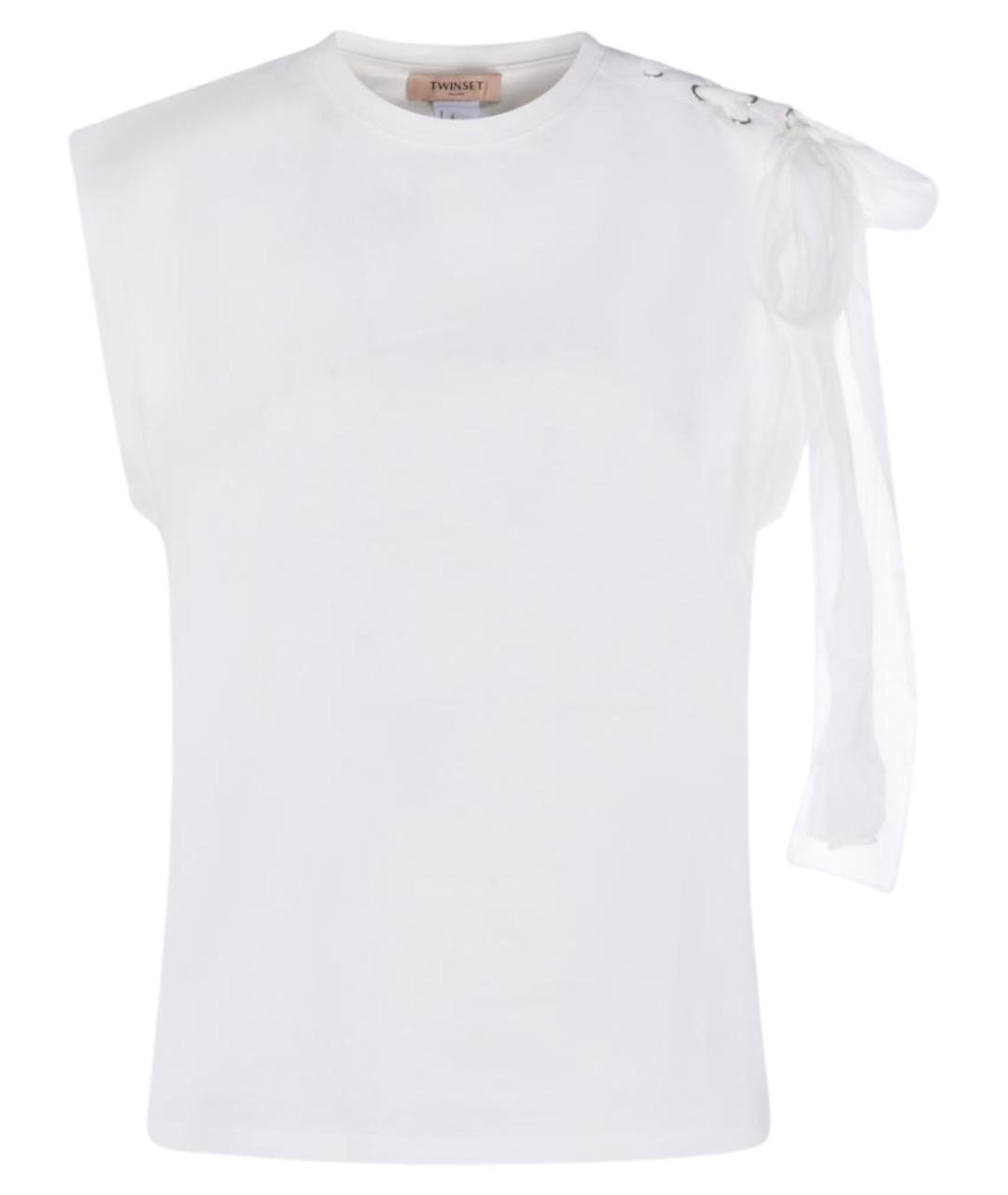 TWIN-SET Белая хлопковая футболка, фото 1