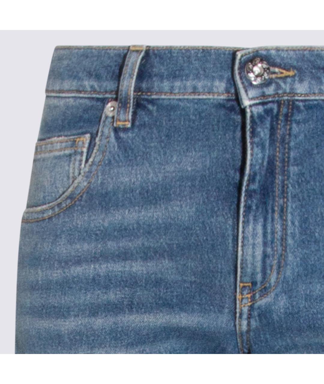 BLUMARINE Синие хлопковые прямые джинсы, фото 3