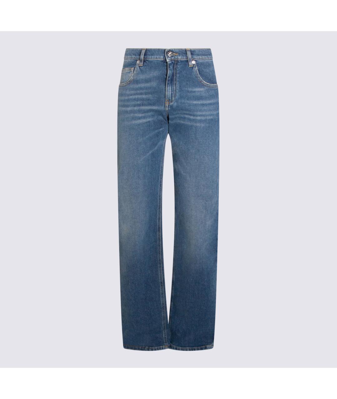 BLUMARINE Синие хлопковые прямые джинсы, фото 5