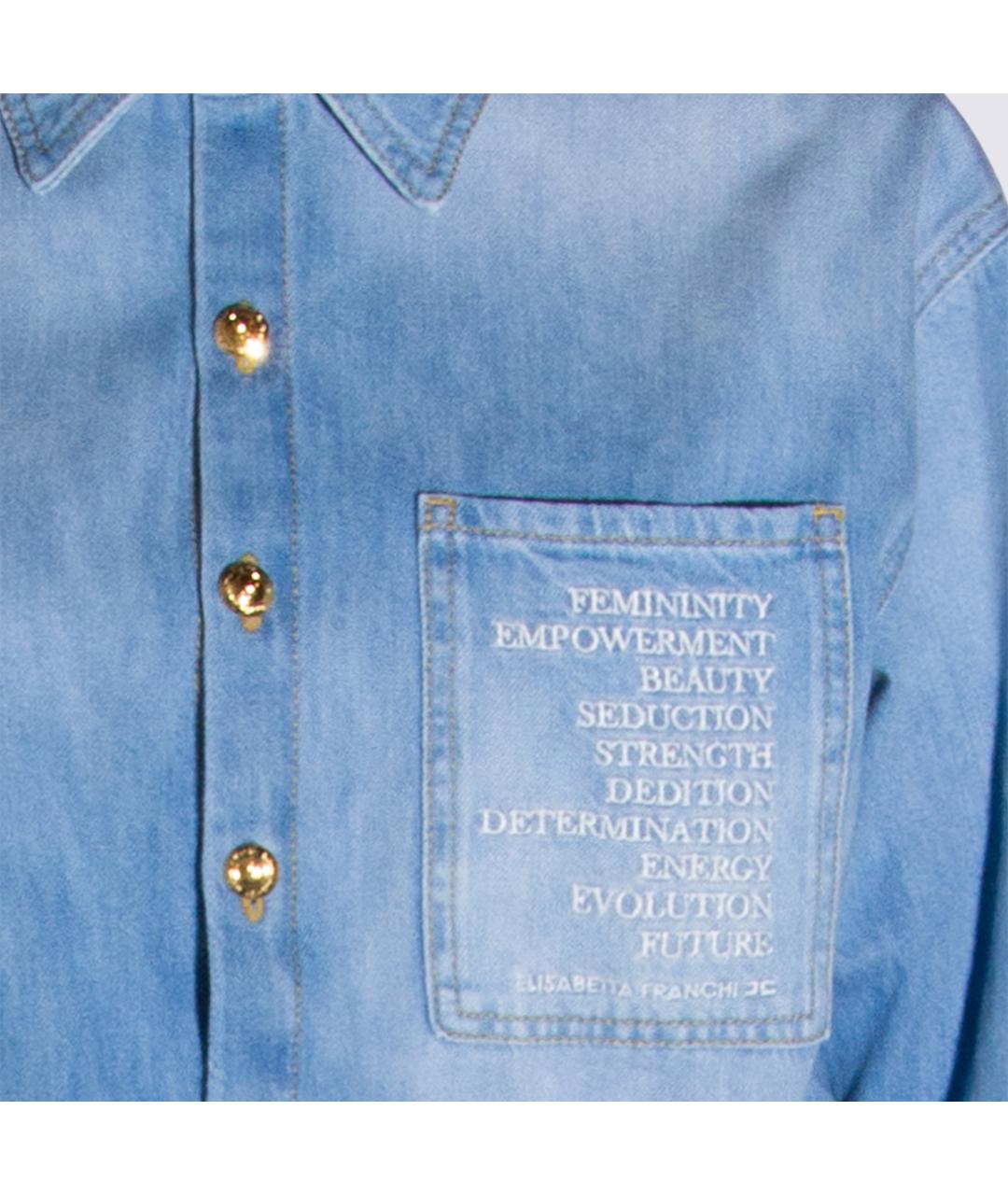 ELISABETTA FRANCHI Голубой хлопковый комбинезон, фото 3