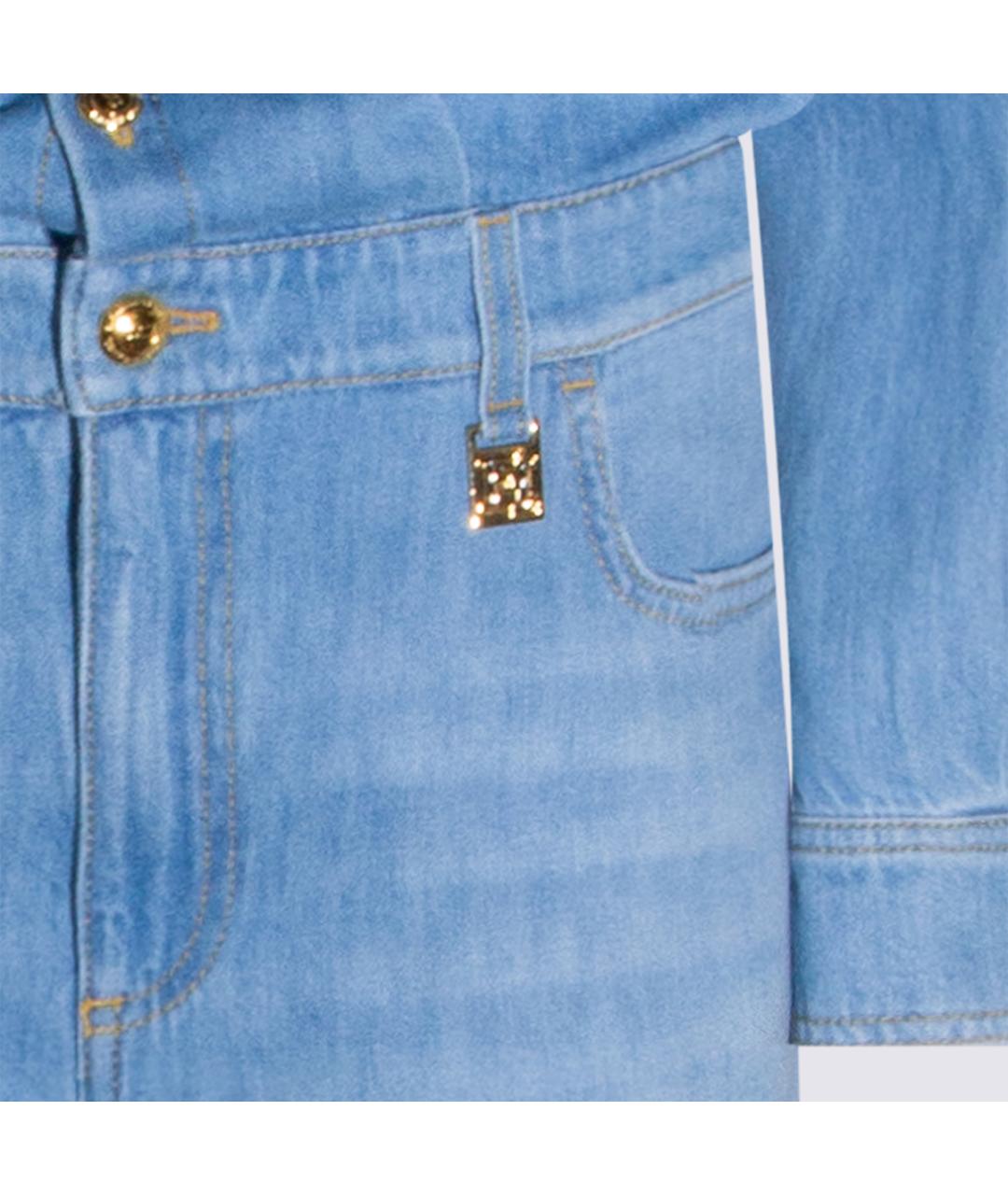 ELISABETTA FRANCHI Голубой хлопковый комбинезон, фото 4