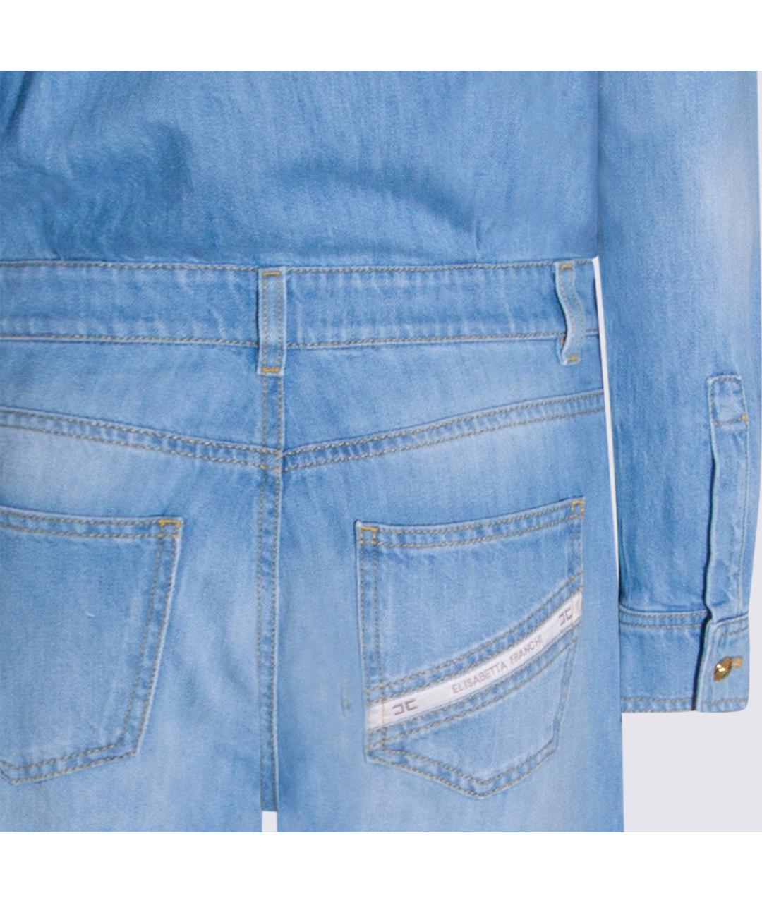 ELISABETTA FRANCHI Голубой хлопковый комбинезон, фото 5