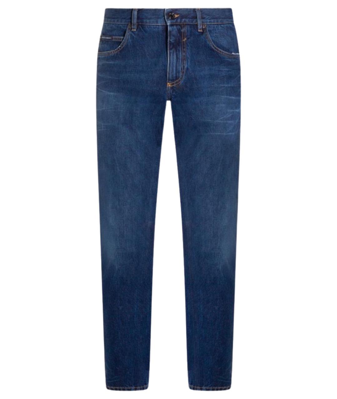 DOLCE&GABBANA Синие хлопковые прямые джинсы, фото 1