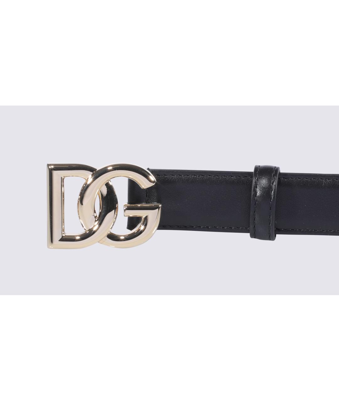 DOLCE&GABBANA Черный кожаный ремень, фото 2