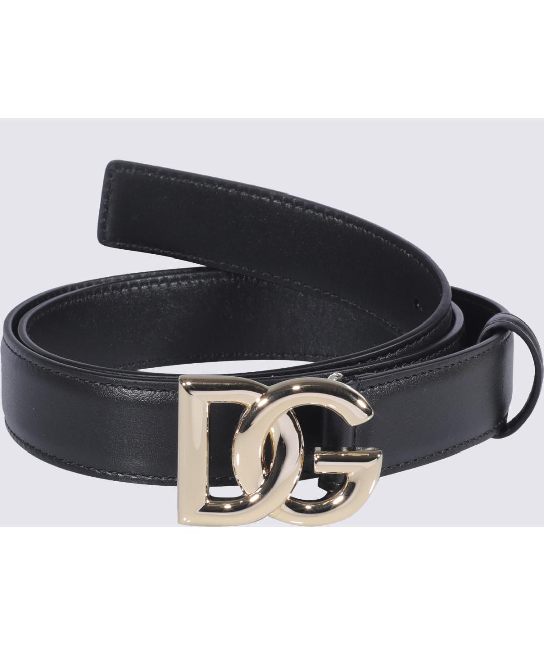 DOLCE&GABBANA Черный кожаный ремень, фото 3