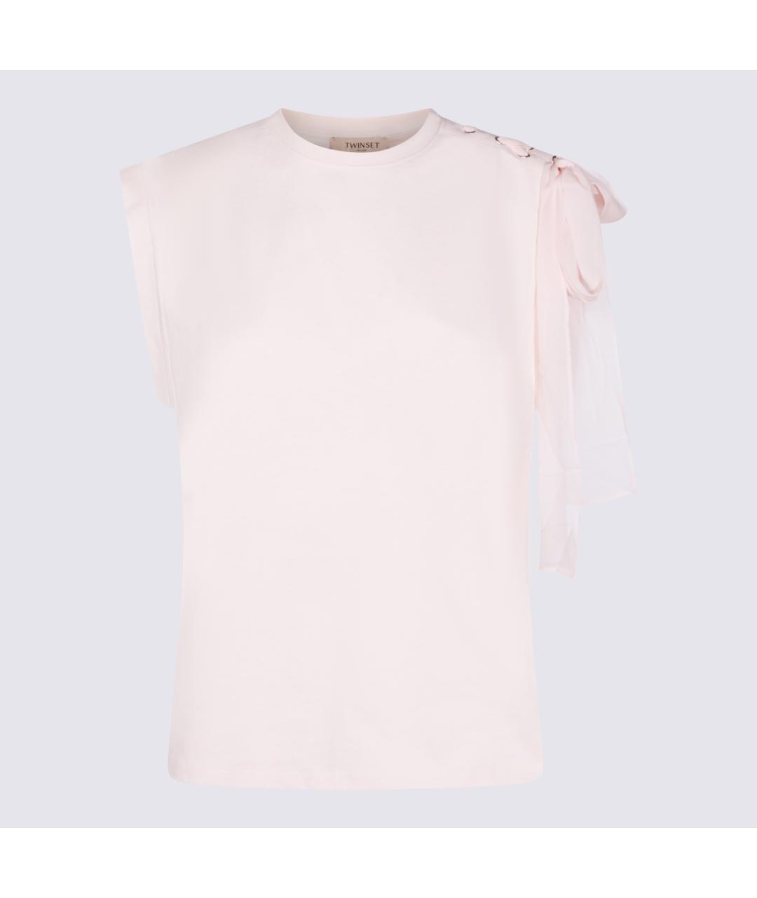 TWIN-SET Розовая хлопковая футболка, фото 4