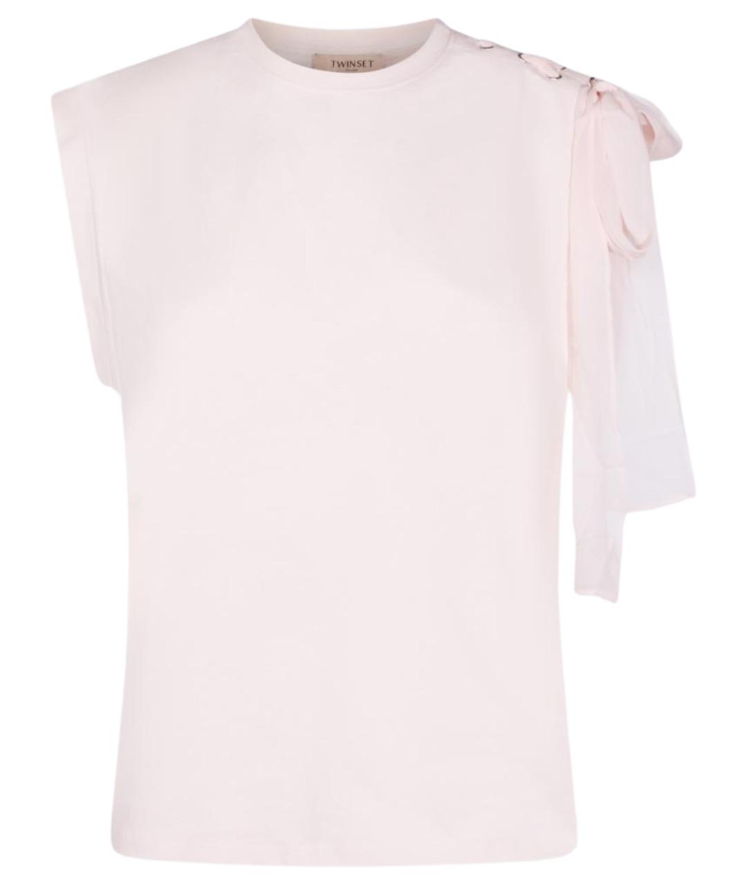 TWIN-SET Розовая хлопковая футболка, фото 1