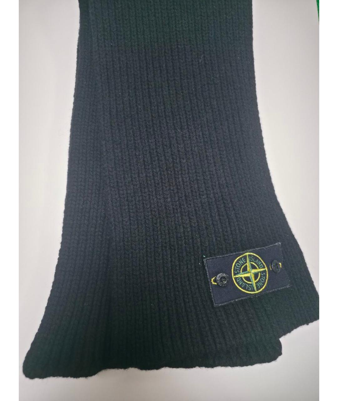STONE ISLAND Черный шерстяной шарф, фото 2