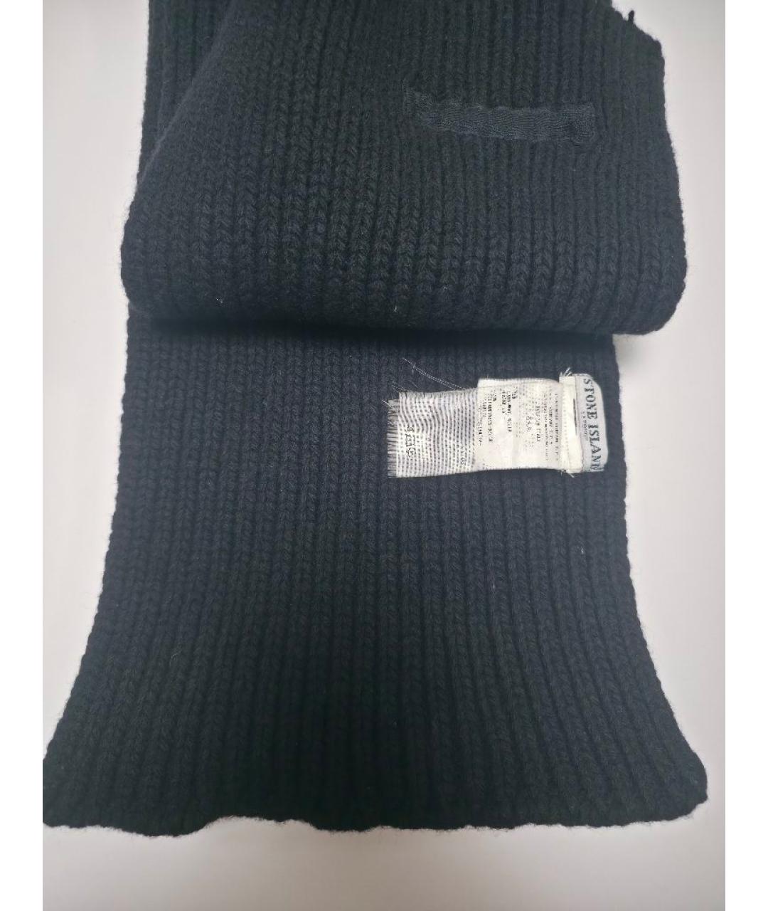 STONE ISLAND Черный шерстяной шарф, фото 3