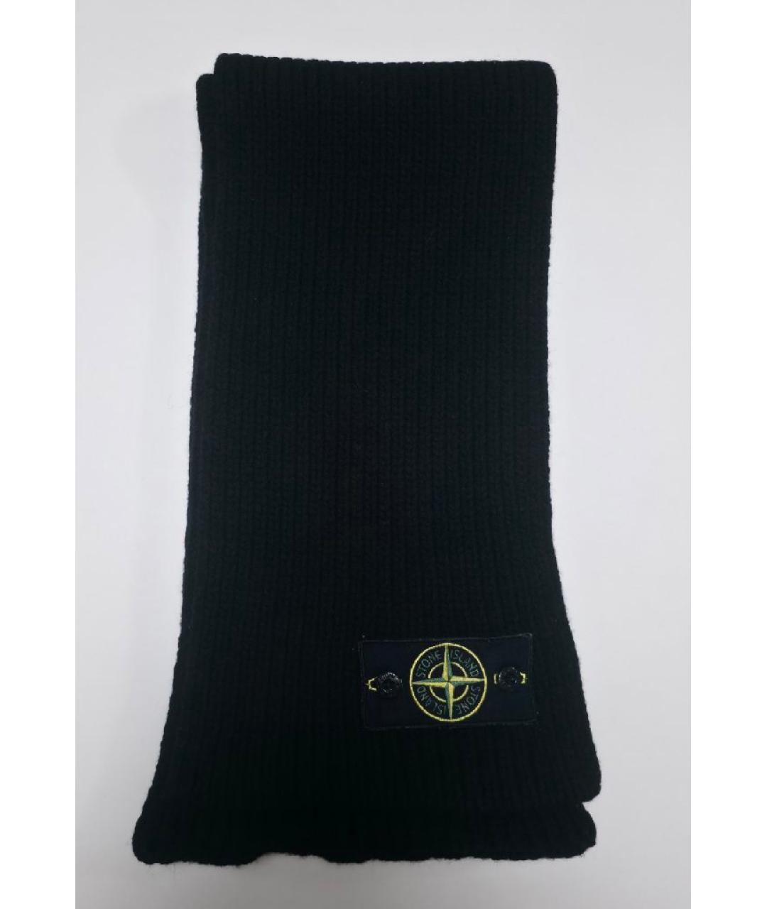 STONE ISLAND Черный шерстяной шарф, фото 4