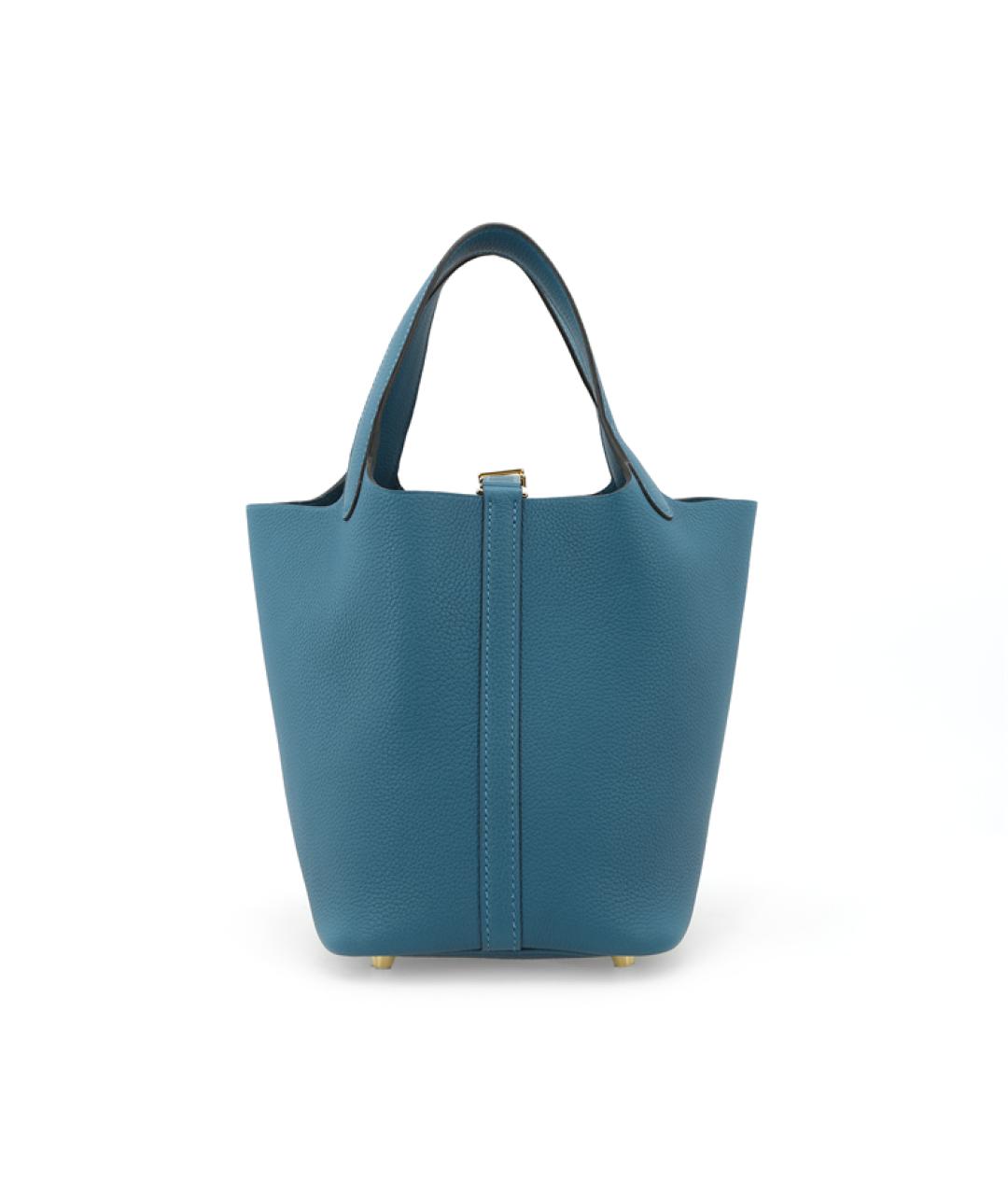 HERMES Синяя кожаная сумка тоут, фото 5