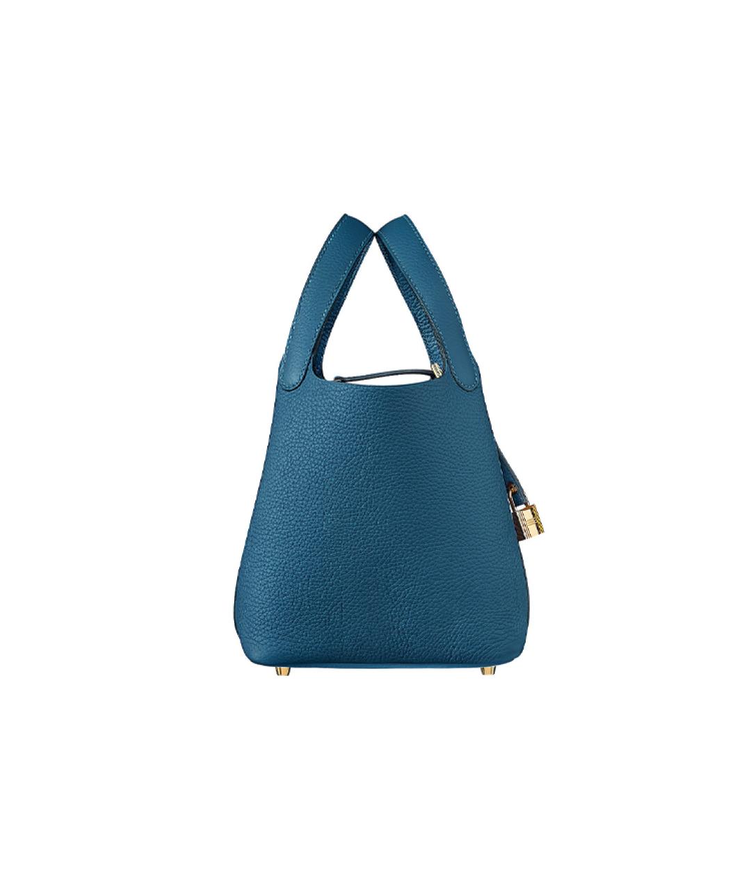 HERMES Синяя кожаная сумка тоут, фото 4