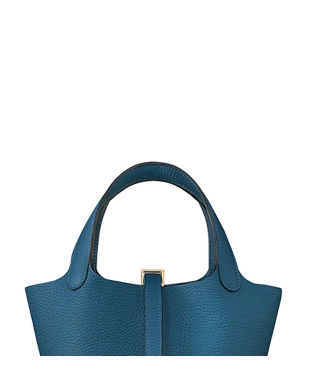 HERMES Синяя кожаная сумка тоут, фото 8