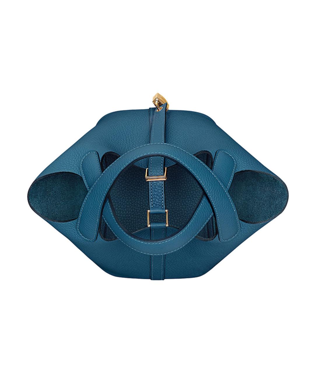 HERMES Синяя кожаная сумка тоут, фото 7