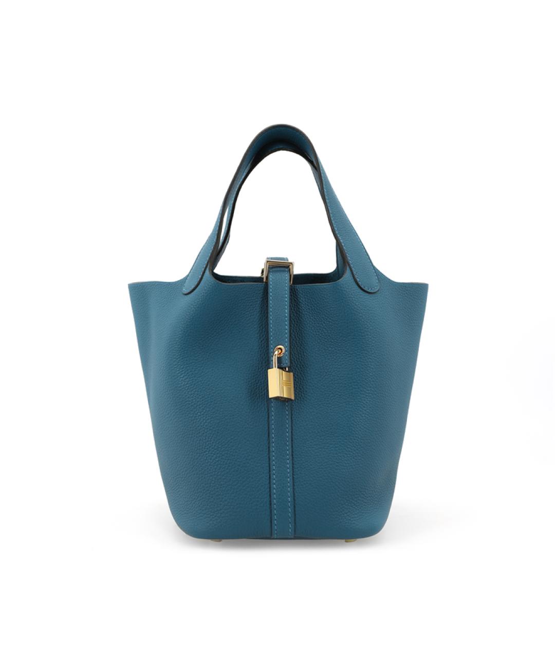 HERMES Синяя кожаная сумка тоут, фото 2