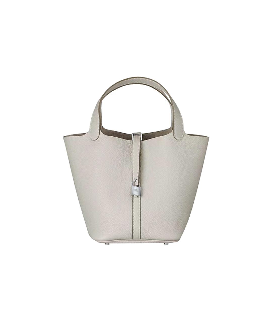 HERMES Серая кожаная сумка тоут, фото 1