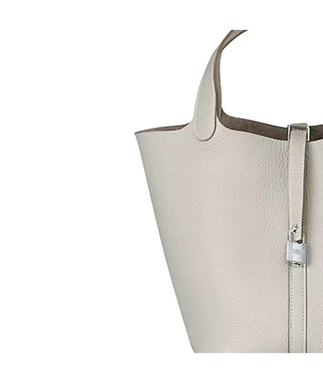 HERMES Серая кожаная сумка тоут, фото 4