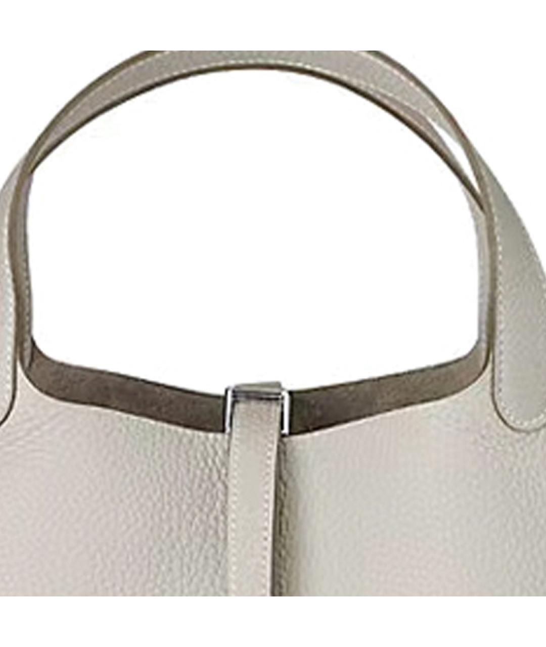 HERMES Серая кожаная сумка тоут, фото 3