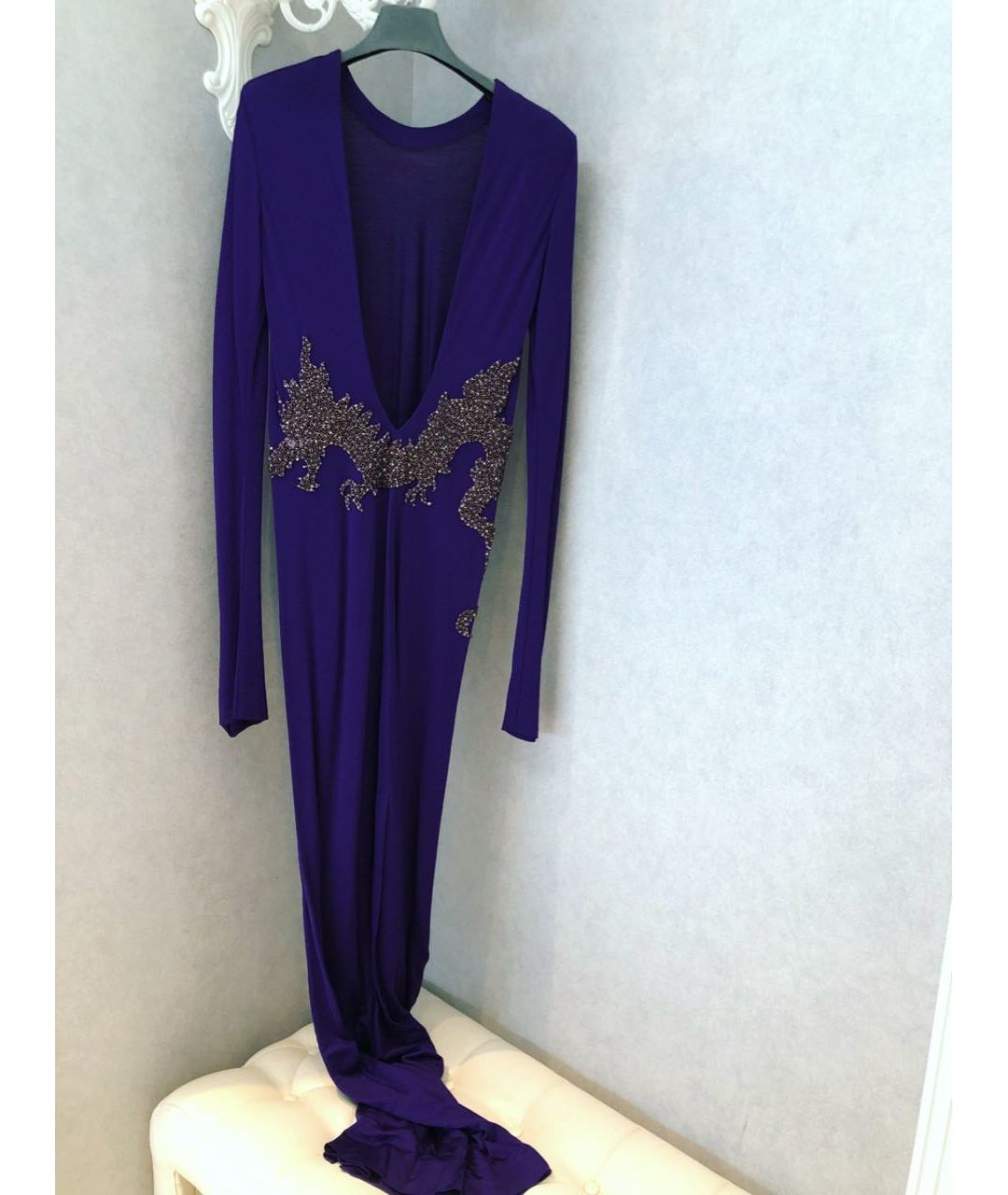 BALMAIN Фиолетовое вискозное вечернее платье, фото 4