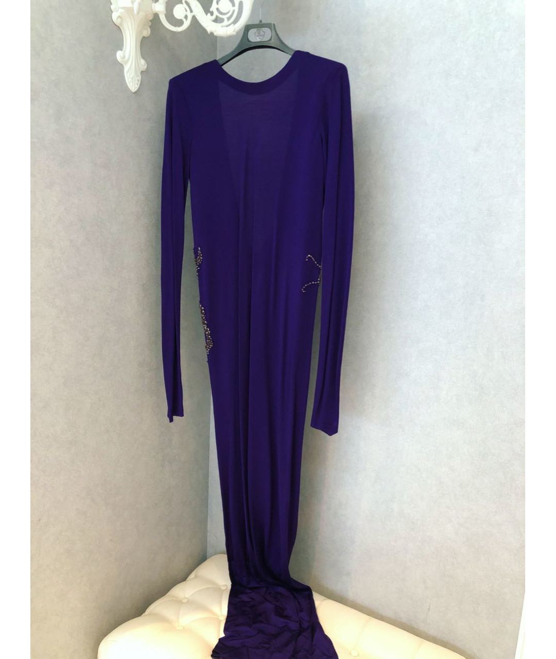 BALMAIN Фиолетовое вискозное вечернее платье, фото 7