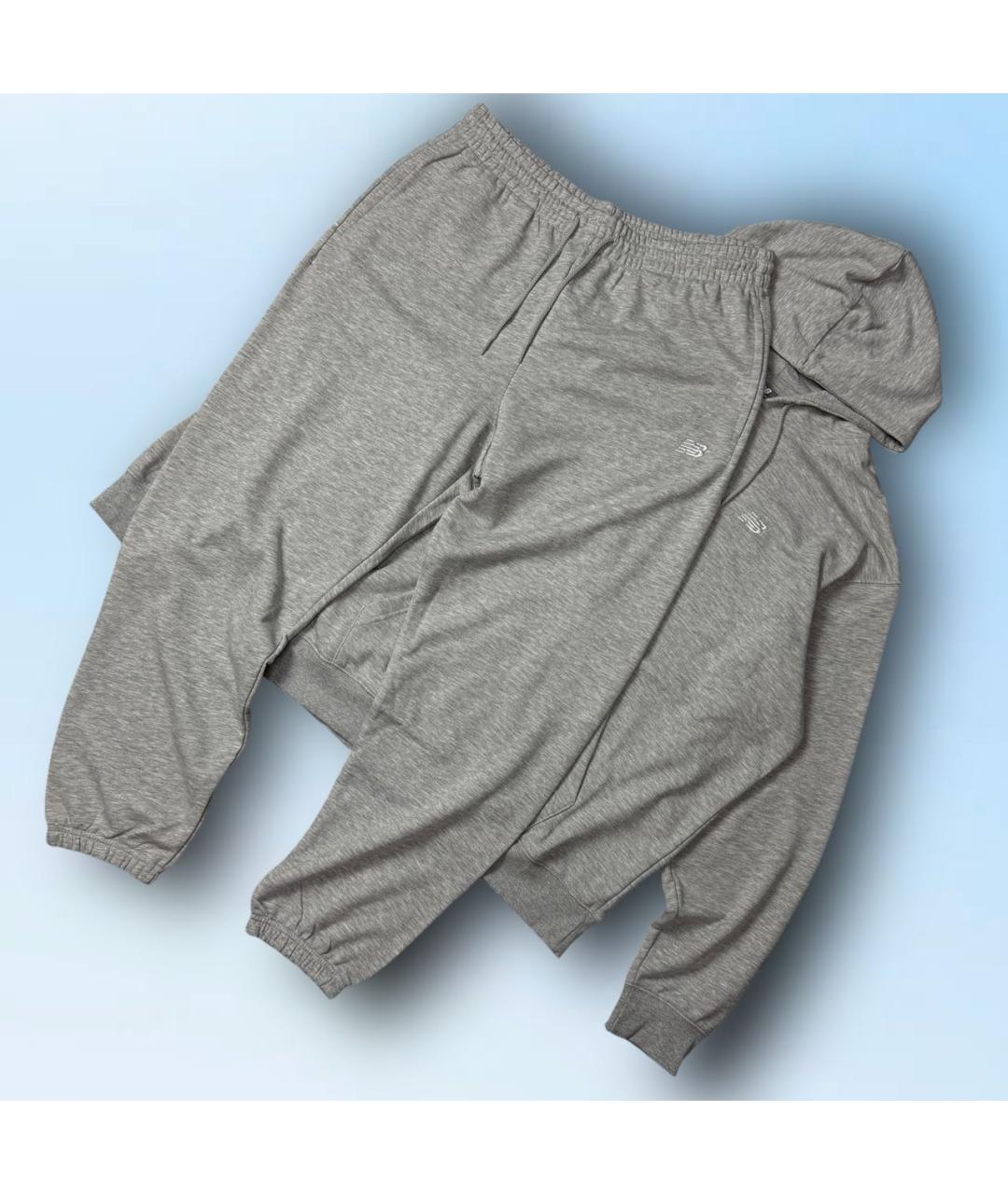 NEW BALANCE Серый хлопковый спортивный костюм, фото 3