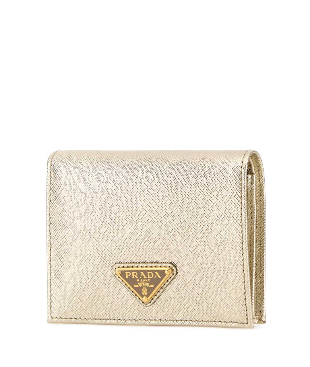 PRADA Золотой кожаный кошелек, фото 2