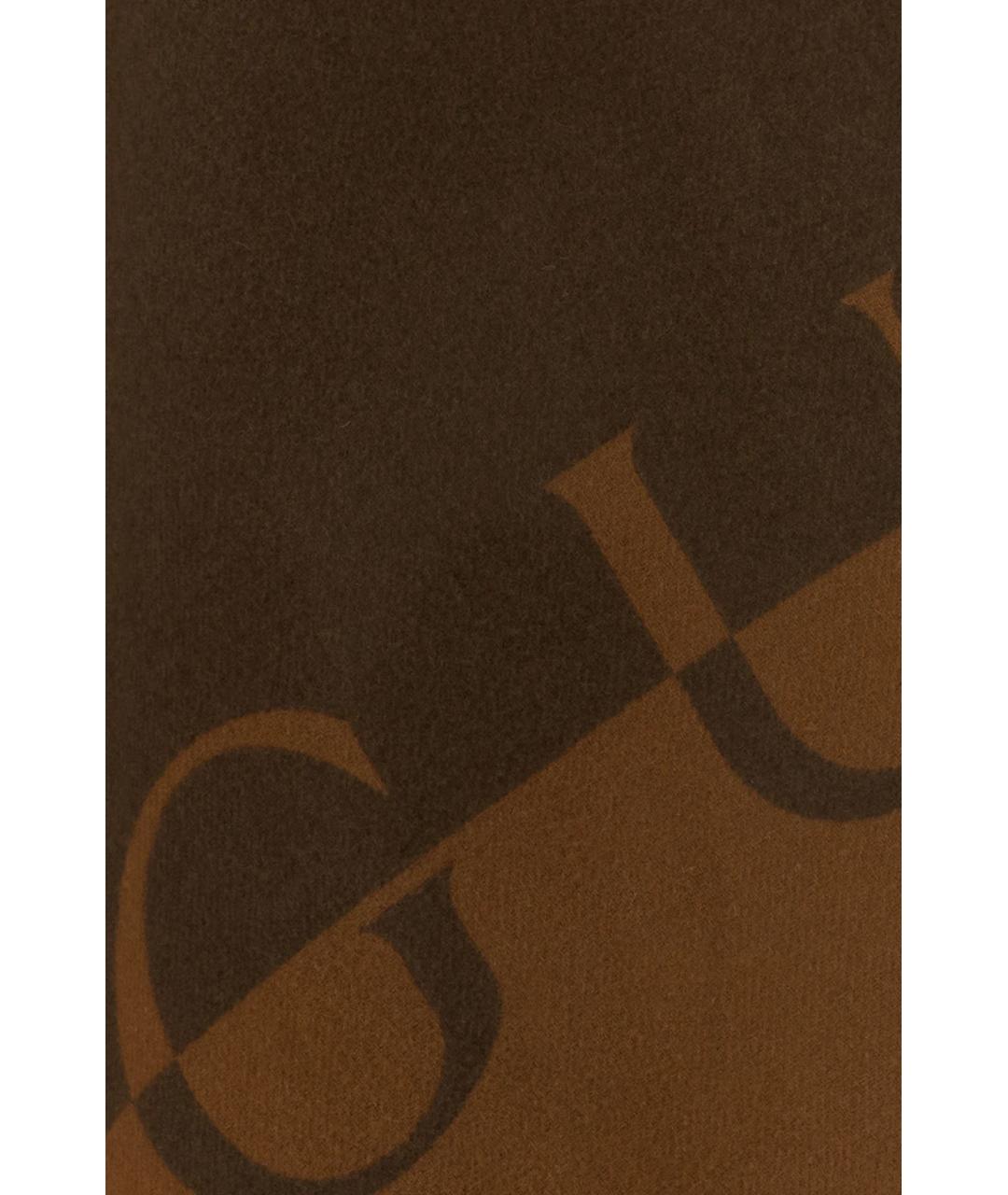 GUCCI Коричневый шерстяной шарф, фото 3